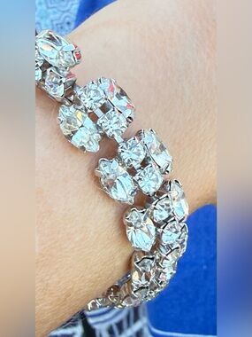 Vintage Silver Clear Rhinestone Bracelet